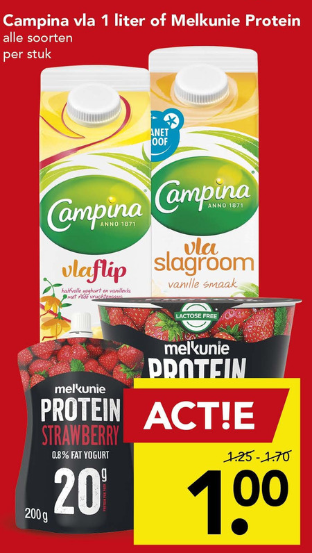 Campina   vla, zuivelsnack folder aanbieding bij  Deen - details