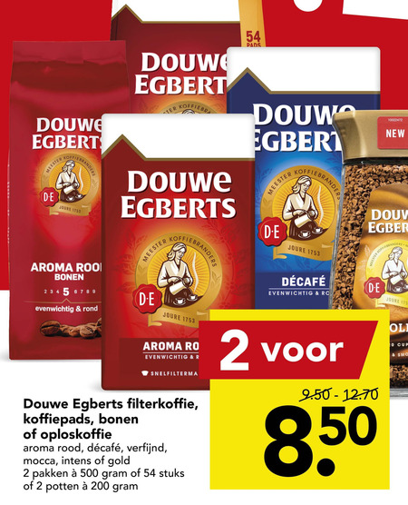 Douwe Egberts   koffie, oploskoffie folder aanbieding bij  Deen - details