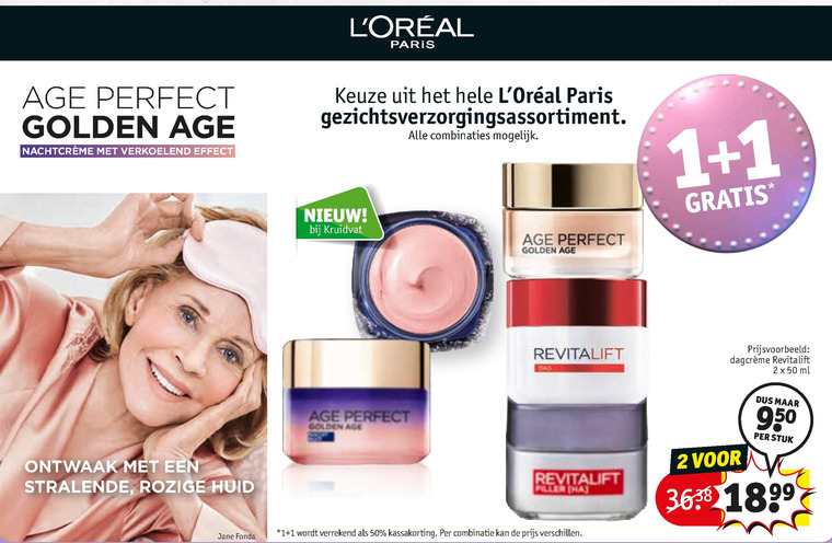 L Oreal   dagcreme, nachtcreme folder aanbieding bij  Kruidvat - details