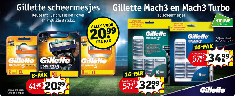 Gillette   scheermesjes folder aanbieding bij  Kruidvat - details