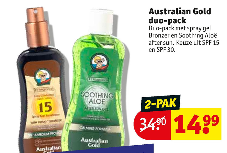 Australian Gold   zonnebrandolie, aftersun folder aanbieding bij  Kruidvat - details