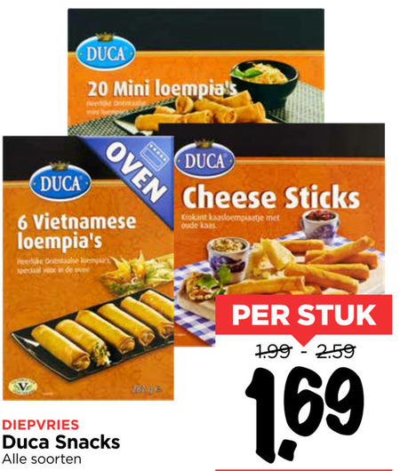 Duca   loempia, kaassnacks folder aanbieding bij  Vomar - details