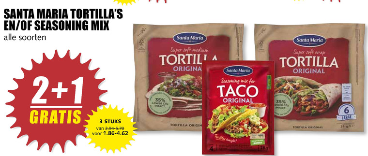 Santa Maria   tortilla, maaltijdmix folder aanbieding bij  MCD Supermarkt Basis - details