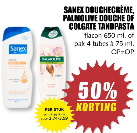 Sanex   douchegel, tandpasta folder aanbieding bij  MCD Supermarkt Basis - details