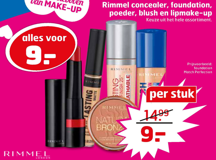 Rimmel   gezichtspoeder, lipstick folder aanbieding bij  Trekpleister - details