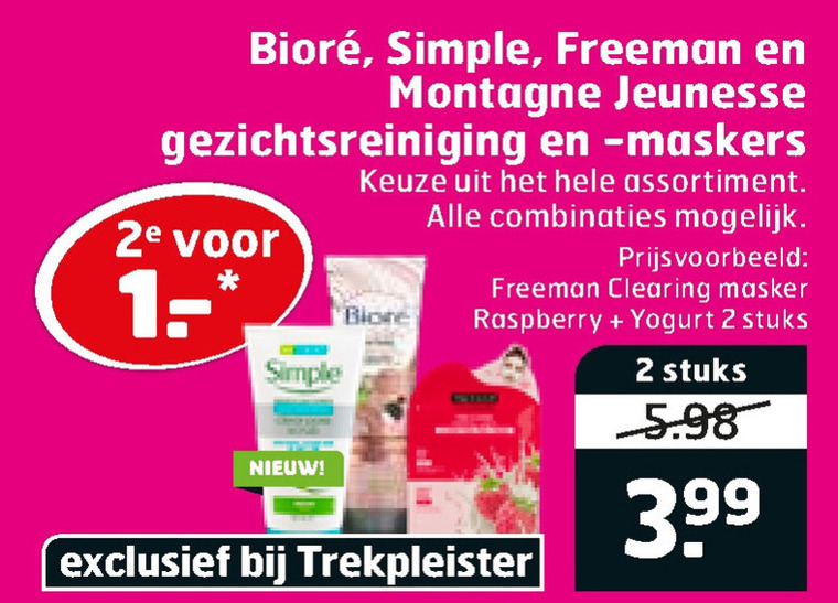 Biore   gezichtsmasker, gezichtsreiniging folder aanbieding bij  Trekpleister - details