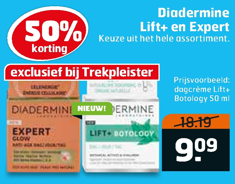 Diadermine   gezichtsreiniging, nachtcreme folder aanbieding bij  Trekpleister - details