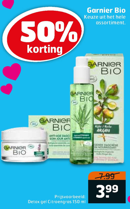 Garnier bio   gezichtsverzorging, dagcreme folder aanbieding bij  Trekpleister - details