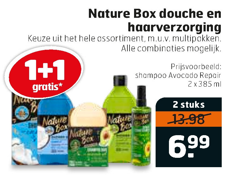 Nature Box   conditioner, shampoo folder aanbieding bij  Trekpleister - details