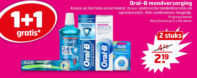 Oral-B   mondwater, flosdraad folder aanbieding bij  Trekpleister - details