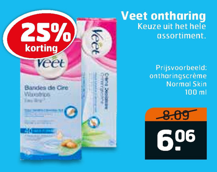 Veet   ontharingscreme, ontharingsstrips folder aanbieding bij  Trekpleister - details