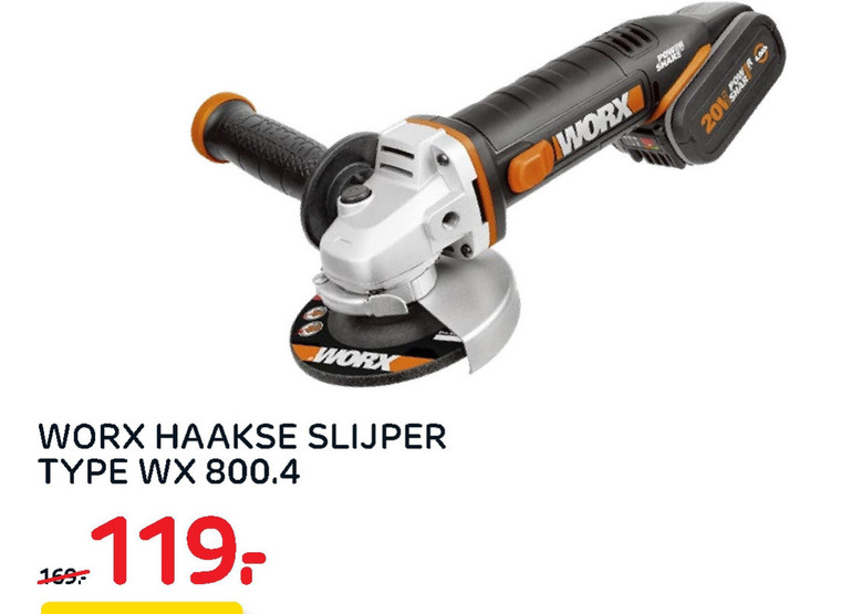 Worx   haakse slijper folder aanbieding bij  Praxis - details