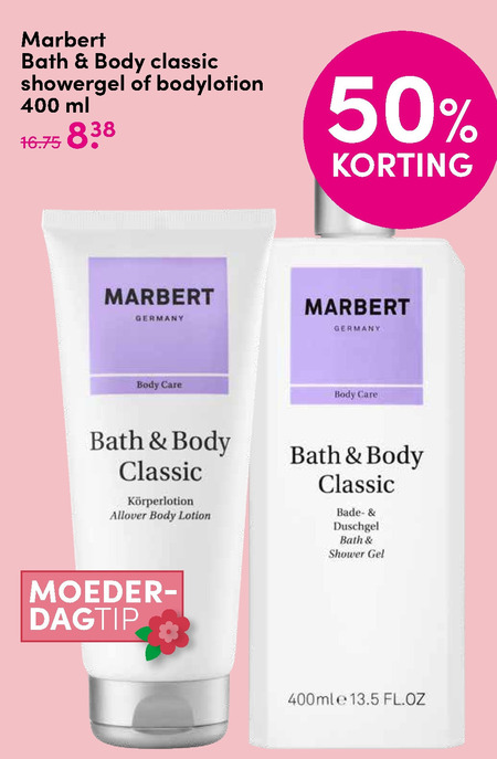 Marbert   douchegel, bodylotion folder aanbieding bij  DA - details