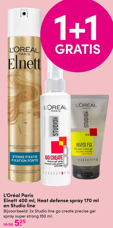 Elnett   haargel, hairspray folder aanbieding bij  DA - details