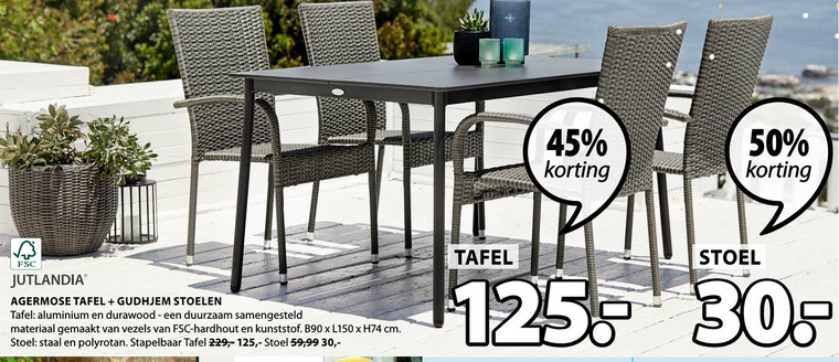 Jutlandia   tuintafel, tuinstoel folder aanbieding bij  Jysk - details