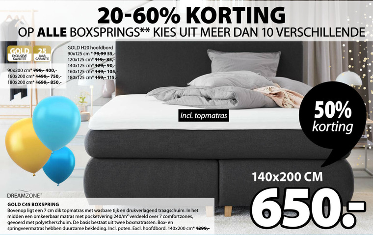 Dreamzone   boxspring folder aanbieding bij  Jysk - details