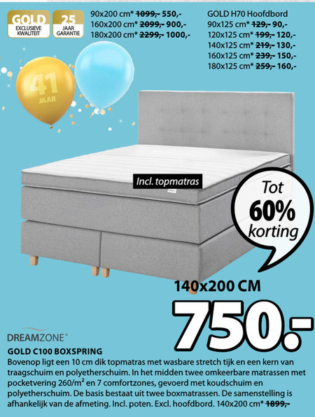 Dreamzone   boxspring folder aanbieding bij  Jysk - details