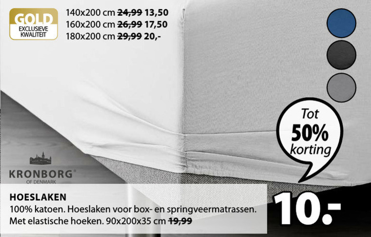 Kronborg   hoeslaken folder aanbieding bij  Jysk - details