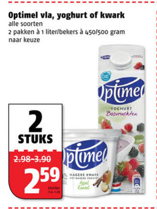 Optimel   vruchtenyoghurt, kwark folder aanbieding bij  Poiesz - details