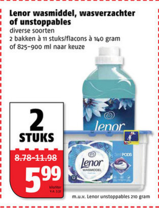 Lenor   wasverzachter, wasmiddel folder aanbieding bij  Poiesz - details