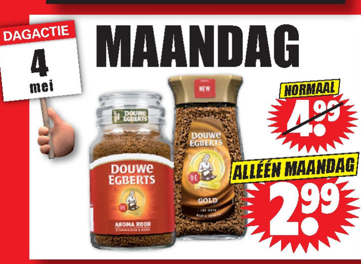 Douwe Egberts   oploskoffie, koffiebonen folder aanbieding bij  Dirk - details