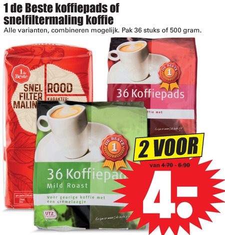 1 De Beste   koffie, koffiepad folder aanbieding bij  Dirk - details