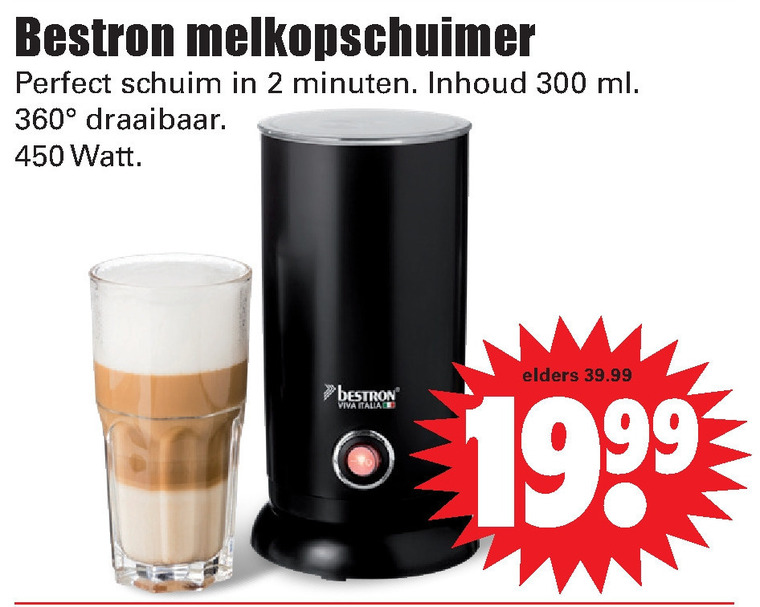 Bestron   melkopschuimer folder aanbieding bij  Dirk - details