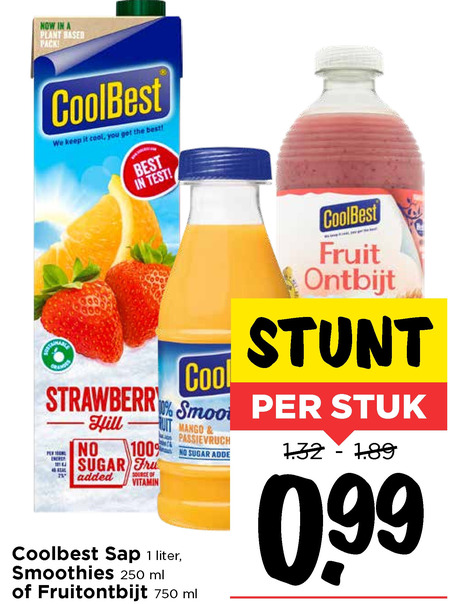 Coolbest   vruchtensap, fruitsmoothie folder aanbieding bij  Vomar - details