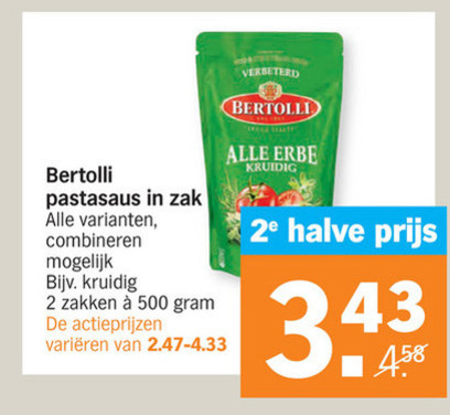 Bertolli   pastasaus folder aanbieding bij  Albert Heijn - details