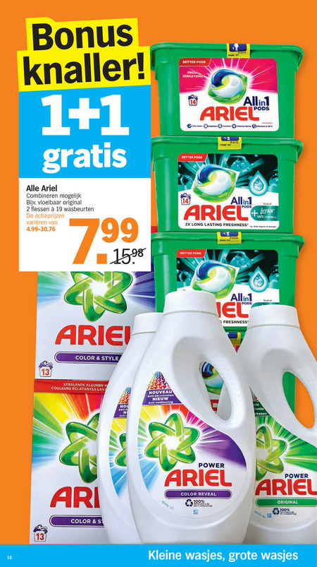 Ariel   wasmiddel folder aanbieding bij  Albert Heijn - details