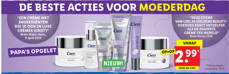 Cien   dagcreme, nachtcreme folder aanbieding bij  Lidl - details