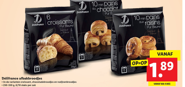 Delifrance   chocoladebroodjes, croissant folder aanbieding bij  Lidl - details