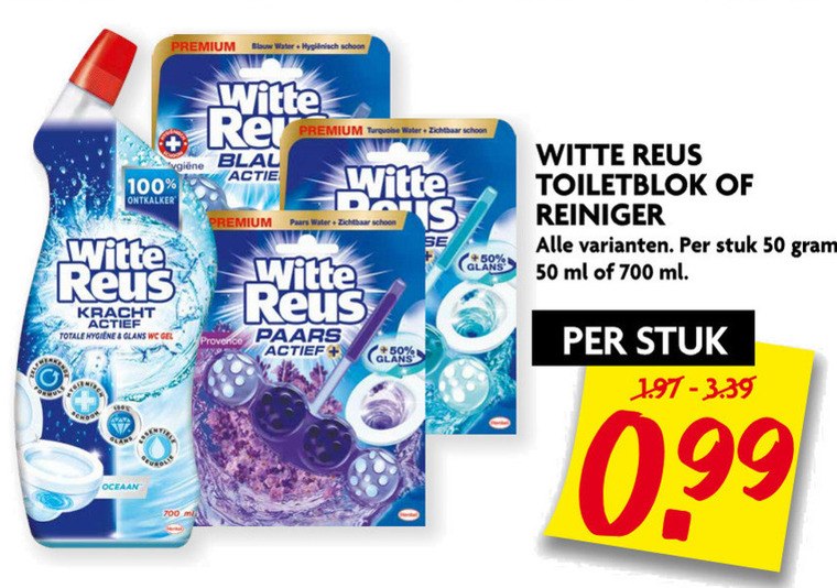 Witte Reus   toiletblok, toiletreiniger folder aanbieding bij  Dekamarkt - details