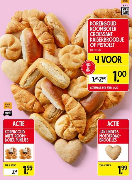 Korengoud   croissant, kaiserbroodjes folder aanbieding bij  Jan Linders - details