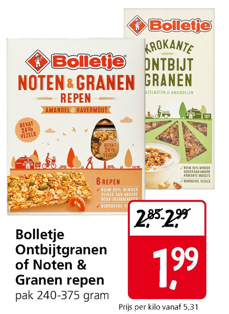 Bolletje   cereals, mueslireep folder aanbieding bij  Jan Linders - details