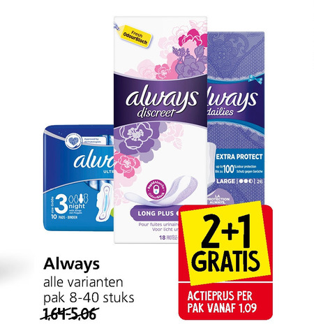 Always   maandverband, inlegkruisjes folder aanbieding bij  Jan Linders - details