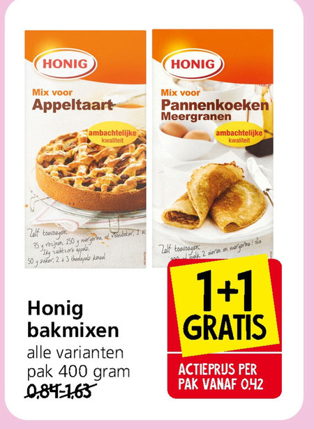 Honig   bakmix, pannenkoekenmix folder aanbieding bij  Jan Linders - details