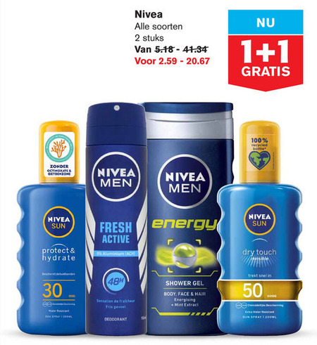 Nivea   deodorant, gezichtsverzorging folder aanbieding bij  Hoogvliet - details