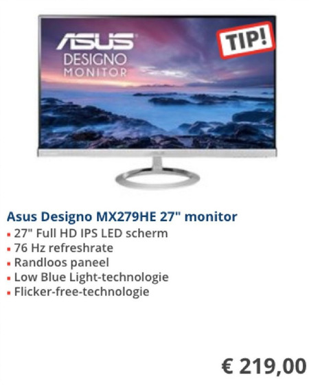 Asus   monitor folder aanbieding bij  Informatique - details