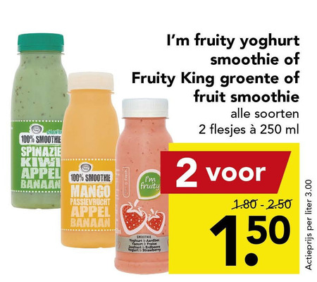 Fruity King   fruitsmoothie, vruchtenyoghurt folder aanbieding bij  Deen - details