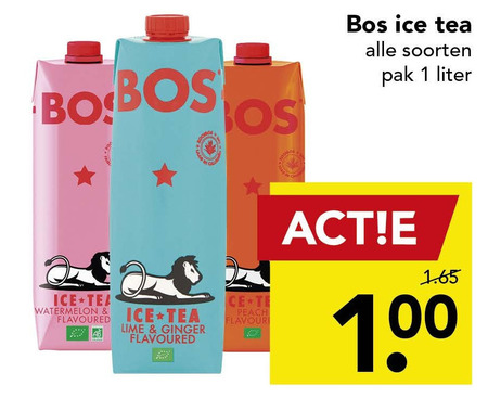 BOS   ice tea folder aanbieding bij  Deen - details