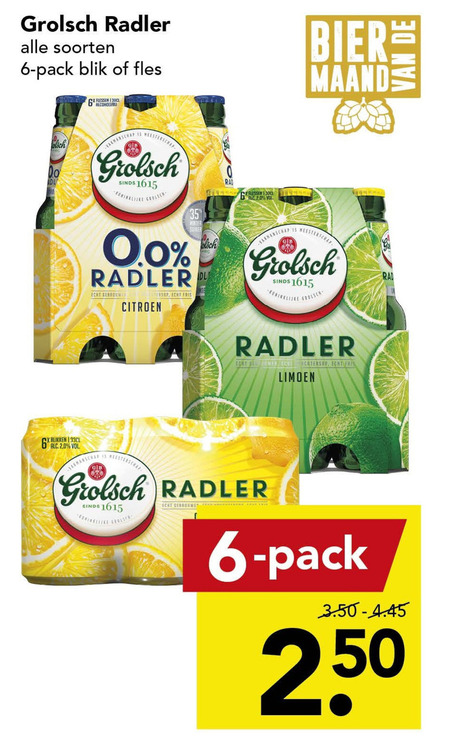 Grolsch   radler bier folder aanbieding bij  Deen - details