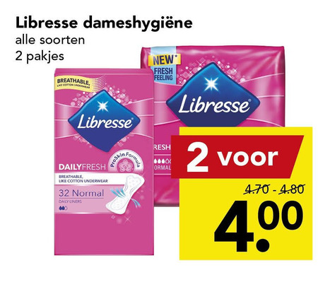 Libresse   inlegkruisjes, maandverband folder aanbieding bij  Deen - details