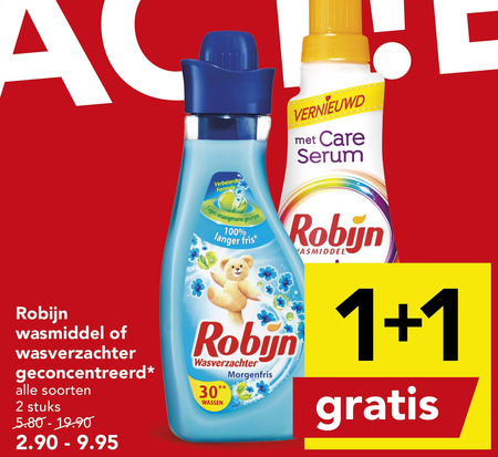 Robijn   wasverzachter, wasmiddel folder aanbieding bij  Deen - details