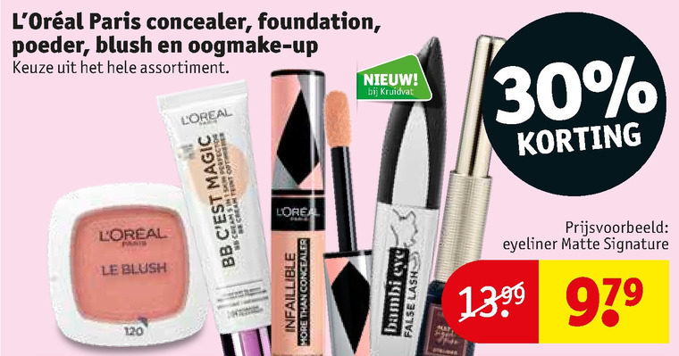 L Oreal   foundation, eyeliner folder aanbieding bij  Kruidvat - details