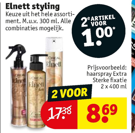 Elnett   hairspray folder aanbieding bij  Kruidvat - details