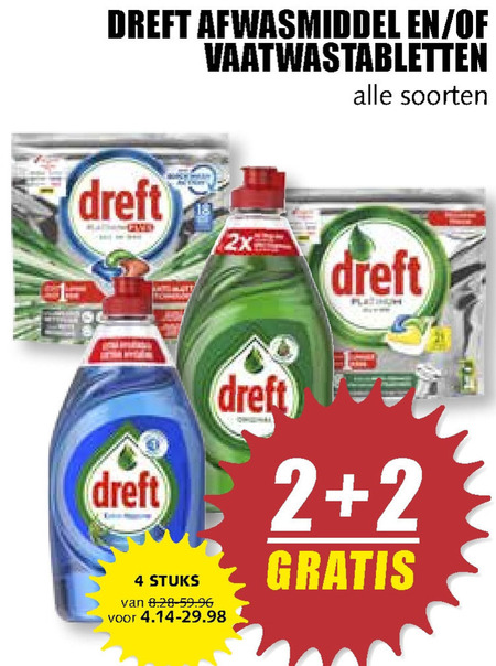 Dreft   vaatwasmiddel, afwasmiddel folder aanbieding bij  MCD Supermarkt Basis - details