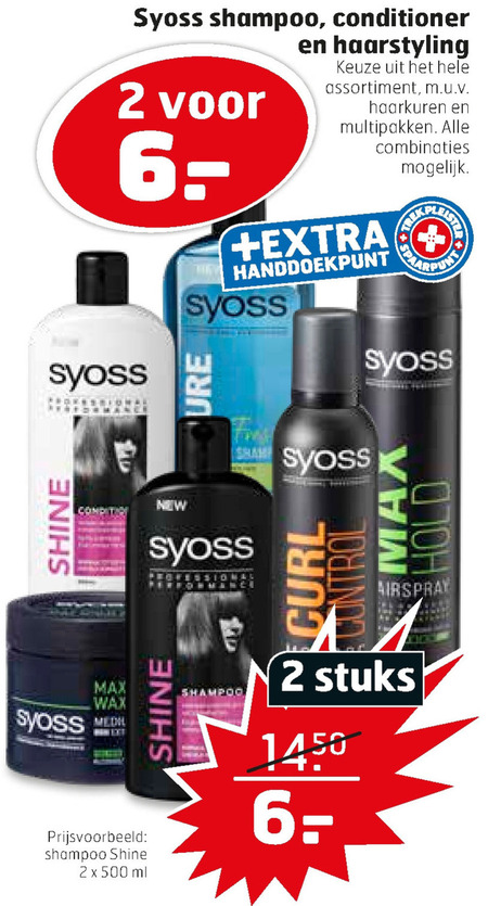 Syoss   hairspray, haargel folder aanbieding bij  Trekpleister - details