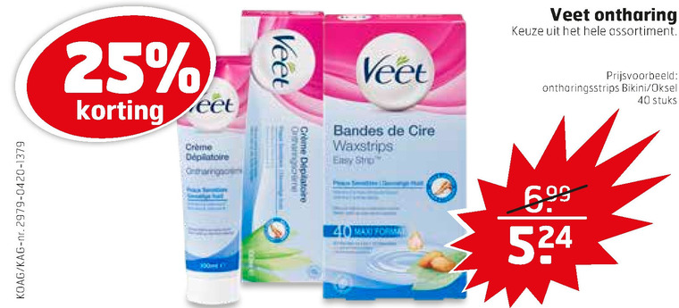 Veet   ontharingscreme, ontharing folder aanbieding bij  Trekpleister - details