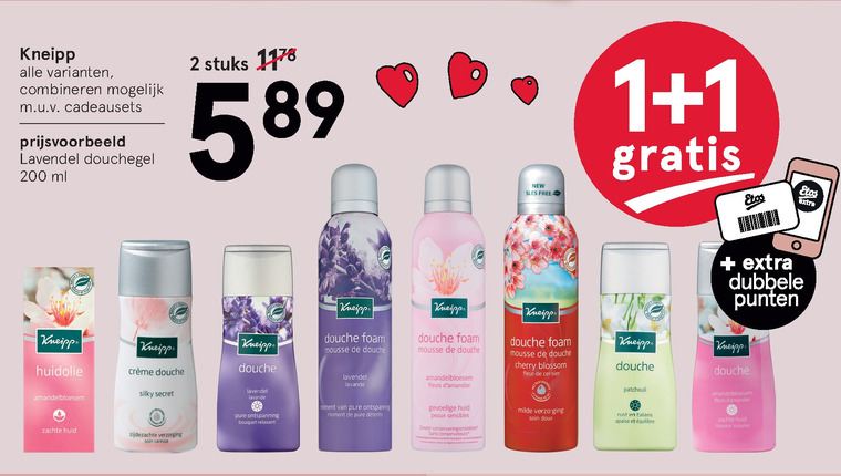 Kneipp   huidolie, bodylotion folder aanbieding bij  Etos - details